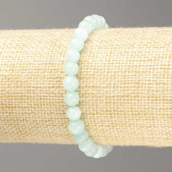 Amazonite Bracelet, Natural Stone, Smooth Beads, Diameter 6.5 mm, Length 18 cm on Elastic Cord