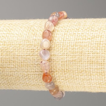 Carnelian bracelet with natural stone, faceted beads on elastic cord, diameter 9x7 mm, length 18 cm