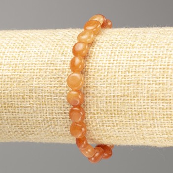 Carnelian Bracelet, natural stone, faceted, on elastic, bead diameter 7×8 mm, length 18 cm