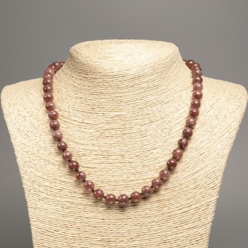 Necklace 'Jasper' with smooth 8 mm beads, approx. 50 cm long, made of white nephrite (synthetically dyed)