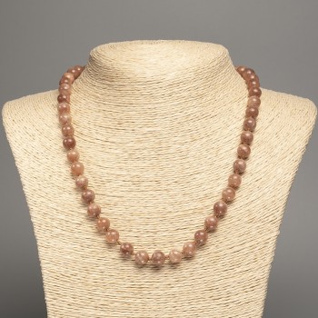 Necklace 'Jasper' with smooth beads, 8 mm diameter, 50 cm length, made of white jade (synthetic dyed)