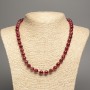 Carnelian Necklace with smooth beads, 8 mm diameter, about 50 cm length, made of white nephrite (synthetically dyed)