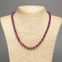 Burgundy 'Tourmaline' Necklace with Smooth Beads, 6 mm Diameter, About 50 cm Long, White Nephrite Stone (synthetic dyed)