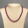 Burgundy Tourmaline Necklace with smooth beads, 8 mm diameter, 50 cm length, made of white nephrite stone (synthetic, dyed)