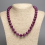 Burgundy Tourmaline Necklace with smooth beads, 10 mm diameter, 50 cm length, made of white nephrite (synthetically dyed)