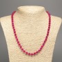Raspberry Tourmaline Necklace with Smooth 6 mm Beads, 50 cm Long, Made of Synthetic-Dyed White Nephrite