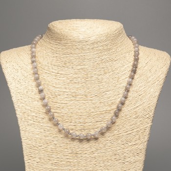 Necklace 'Labrador' with smooth beads, 6 mm diameter ±, 50 cm long ±, made of white nephrite (synthetically dyed)