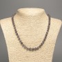 Necklace 'Larvikite' Smooth Beads, 6 mm Diameter, approx. 50 cm Length, White Nephrite (synthetic, dyed)