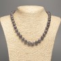 Necklace 'Lavrikite' with Smooth Beads, 10 mm Diameter, 50 cm Length, White Nephrite (Dyed Synthetic)