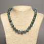 Necklace Blue Denim 'Apatite' smooth beads, 12 mm diameter (±), 50 cm length, made of white nephrite (synthetic-dyed)