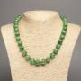 Necklace green Chrysoprase smooth round beads, 12 mm diameter, approx. 50 cm length, made of white nephrite (synthetically dyed)