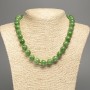 Green Jadeite Necklace, Smooth Beads, 12 mm Diameter, 50 cm Long, Made from White Nephrite Stone (Synthetic Dyed)