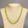 Green 'Onyx' Necklace with Smooth Beads, 8 mm Diameter ±, Length 50 cm ±, Made of White Nephrite (Synthetic Dyed)