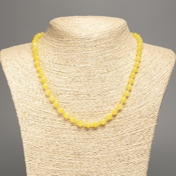 Lemon-yellow 'Citrine' necklace with smooth beads, 6 mm diameter, about 50 cm long, made of white nephrite (synthetically dyed)