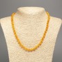 Necklace orange-yellow 'Amber' with smooth beads, 6 mm diameter, approx. 50 cm long, made of white nephrite (synthetically dyed)