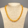 Necklace with orange-yellow 'Amber' smooth beads, 8 mm in diameter, 50 cm long, made of white nephrite (synthetic dyed)