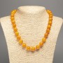 Necklace 'Amber' with smooth beads, 12 mm diameter, 50 cm long, made of white nephrite (synthetically dyed)