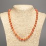 Necklace 'Orange Coral' with smooth beads, 8 mm diameter, approx. 50 cm long, made of white nephrite (synthetic dyed)