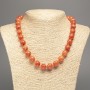 Necklace 'Orange Coral' with smooth beads, 12 mm diameter, about 50 cm long, white jade (synthetically dyed)