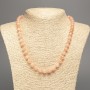 Necklace 'Selenite' with smooth beads, 8 mm diameter, 50 cm long, made of white nephrite stone (synthetic dyed)