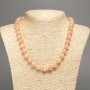 Necklace with smooth beads, 10 mm diameter, 50 cm length, made of white nephrite (synthetically dyed)