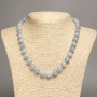 Gray-blue 'Aquamarine' Necklace with smooth 10 mm beads, approx. 50 cm long, made of white nephrite (synthetic dyed)