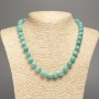Necklace in light-green 'Aquamarine', smooth beads, 10 mm diameter ±, length 50 cm ±, made of synthetic-dyed white nephrite