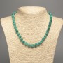 Necklace with green 'Aquamarine' smooth beads, 8 mm diameter, 50 cm length, white nephrite (synthetic dyed)