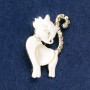 Kitty Brooch with White Pearl and Chameleon Crystals