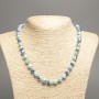 Necklace 'Colors of Summer' blue and sky-blue smooth beads, 8 mm diameter, approx. 50 cm long, made of white nephrite (synthetic dyed)