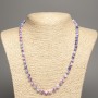Necklace 'Colors of Summer' with white, magenta, and blue smooth beads, 6 mm diameter, 50 cm length, made of synthetic-dyed white jade