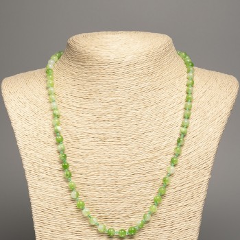 Necklace 'Colors of Summer' white-green smooth beads, 6 mm diameter, 50 cm length, made of white nephrite (synthetically dyed)
