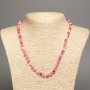 Necklace 'Colors of Summer' with white, yellow, and magenta smooth beads, 6 mm diameter, about 50 cm long, made from synthetic-dyed white nephrite