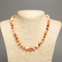 Necklace 'Colors of Summer' with smooth white and copper-toned beads, 8mm diameter, about 50 cm long, made of synthetic dyed white jade