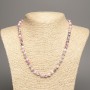 Necklace 'Colors of Summer' white-gray-pink smooth beads, 6 mm diameter, 50 cm length, made of white nephrite (synthetic-dyed)