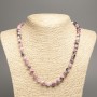 Necklace 'Colors of Summer' white-gray-pink smooth beads, 8 mm diameter, about 50 cm long, made of dyed synthetic white jade