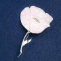 Flower Brooch, pink mother-of-pearl with glitter, silver metal 70x46mm