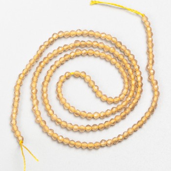 Small Beige Faceted Spinel Beads, 2 mm Diameter, On Thread, 37 cm Long
