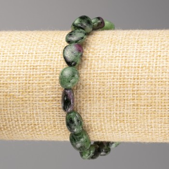Faceted Zoisite Stone Bracelet, 10x10 mm beads, on elastic, 18 cm long+