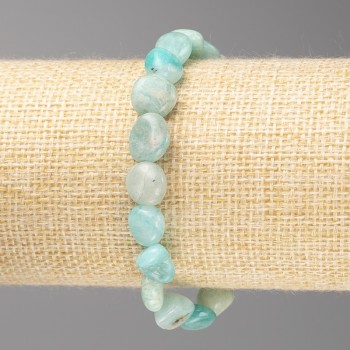 Faceted amazonite stone bracelet, 10x10 mm diameter, on elastic band, length 18 cm+