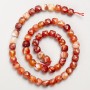 Carnelian beads, natural stone, faceted cube on thread, diameter 7 mm ±, length 39 cm ±