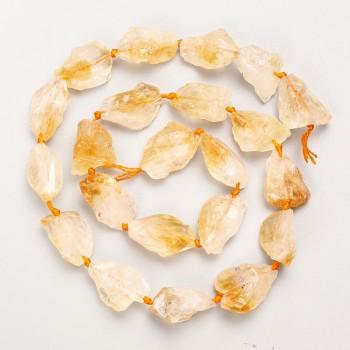 Unpolished Citrine Beads, Natural Stone, On Thread, 13×17 mm, 40 cm length