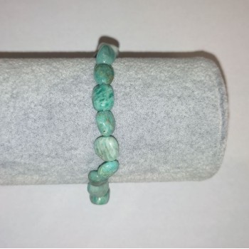 Faceted natural amazonite bracelet, 8x9 mm beads, 18 cm circumference on an elastic cord