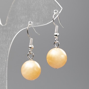 Earrings 'Selenite' (artificial acrylic) smooth ball, diameter 12.5 mm, length 3.5 cm