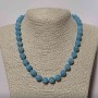 Aquamarine Necklace with Natural Stone Beads, Faceted Beads, 10mm Diameter, 49cm Length