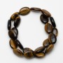 Tiger's Eye beads, natural stone, oval, 13×18×6 mm, 40 cm length on a thread