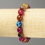 Agate multicolor bracelet, natural stone, smooth beads, diameter 10(±)mm, length 18 cm (stretch)