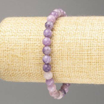 Lepidolite Bracelet (Artificial Acrylic) Smooth Beads, 6.5 mm Diameter, 18 cm Length (Stretch)