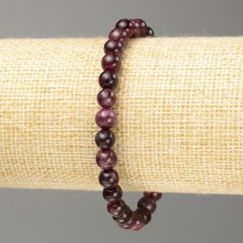 Rubellite Tourmaline Bracelet with Smooth Beads 6.5 mm, 18 cm (stretch)
