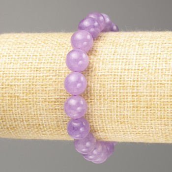 Amethyst Bracelet (synthetic-toned quartz) smooth beads, 10 mm diameter, 18 cm length (stretch)